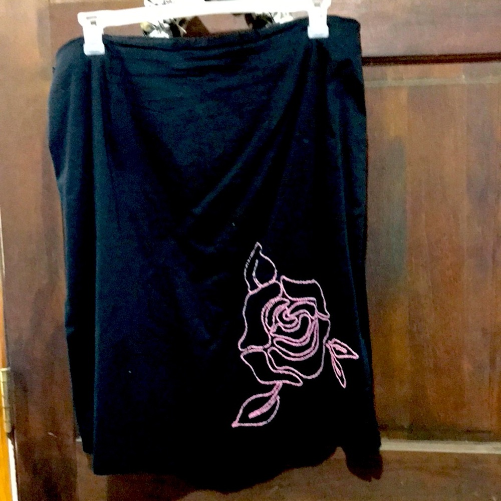 Size 20W Black Skirt with Pink Rose Beading